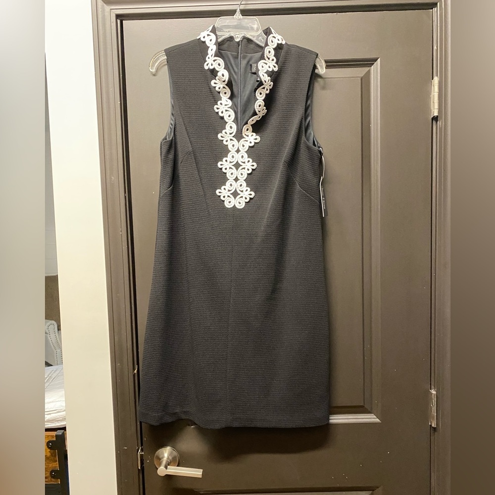 Jessica Howard Black Sleeveless Dress with WhiteTrim